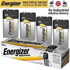 Image of Energizer 9V PP3 Industrial Alkaline Batteries Smoke Alarm LR22 MN1604 6LR61
