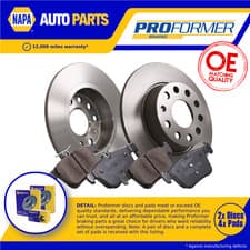 Image of 2x Solid Brake Discs and Pads Rear 272mm PBD8589+PBP7593 Proformer Set Pair New