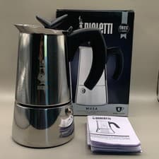 Image of Bialetti Musa 6 Cup Induction Espresso Coffee Maker Stainless Steel Boxed