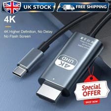Image of USB-C TO HDMI 4K CABLE 2M BRAIDED TYPE-C TO HDTV ADAPTER FOR TV LAPTOP MONITOR