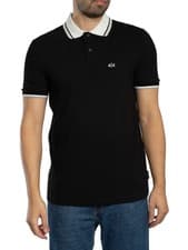 Image of Armani Exchange Men's Slim Fit Contrast Collar Polo Shirt, Black