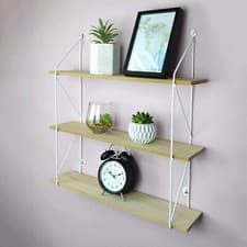 Image of 3-Tier Wall Mounted Metal Wire Shelves Storage Rack Floating Display Unit Decor
