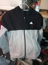 Image of ADIDAS Boys Zip Hoodie Sweater 11-12 Years Black Colourblock Cotton CI22