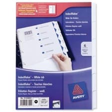Image of Avery Punched Divider A4 6-Part IndexMaker Set White Tab Personalised Filing