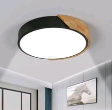 Image of LED Wood Ceiling Light 24W, Warm White 3000K Round Indoor Wooden Ceiling Light