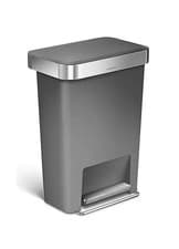 Image of Simplehuman 45L Plastic Rectangular Pedal Bin with Liner Pocket - Grey - LA 570