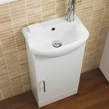 Image of Cloakroom Bathroom Vanity Unit Ceramic Basin Sink 420mm Compact Storage Cabinet