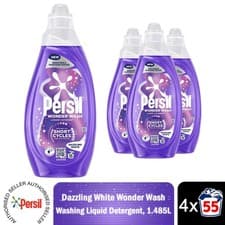 Image of Persil Wonder Wash Liquid Laundry Detergent Dazzling White 55W 1.485 Litre, 4Pk