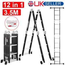 Image of 3.5M 12 IN 1 Heavy Duty Aluminium Combination Step Ladder Foldable Multi-Purpose