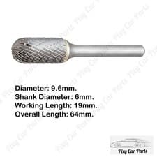 Image of Dormer P805 9.6X6.0 Solid Carbide Bright Rotary Burr Ball Nosed Cylinder 9.6x6mm