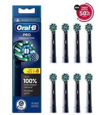 Image of Oral-B Pro Cross Action Replacement Toothbrush Heads Black - Pack of 8
