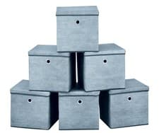 Image of Foldable Fabric Storage Boxes with Lids Collapsible Space-Saving Closet Set of 4