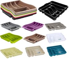 Image of Plastic 5&7 Compartment Cutlery Tray Holder Organiser Drawer Insert Tidy Storage