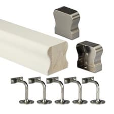 Image of Primed HR Style Wall Mounted Handrail Kit inc Brushed Nickel End Caps & Brackets