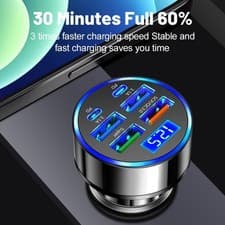 Image of 2pcs 66W 6 Port 3.1A USB Fast Car Charger Cigarette Lighter Socket Power Adapter