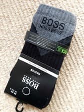 Image of Genuine UK 5-8 HUGO BOSS Short Ankle Cushioned Logo Socks Black Grey 39-42 HB24