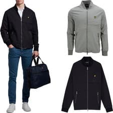 Image of Lyle & Scott Mens Bomber Jacket Over Shirt RETRO Top Summer Outwear Zip Coat