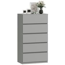 Image of HOMCOM Bedroom Chest of Drawers, 5 Drawers Dresser, Drawer Unit, Grey
