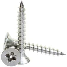 Image of 4mm A2 STAINLESS STEEL POZI COUNTERSUNK FULLY THREADED CHIPBOARD WOOD SCREWS