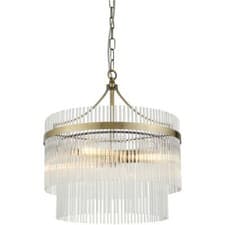 Image of Multi Arm Hanging Ceiling Pendant Light Antique Brass & Clear Glass 3x 7W E14