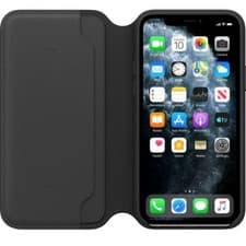 Image of Genuine / Official Apple iPhone 11 Pro Leather Folio Wallet Case - Black - New
