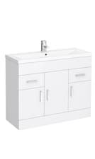 Image of Toreno Basin Unit - 1000mm Modern High Gloss White with Mid Edged Basin