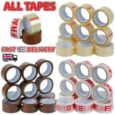 Image of LONG LENGTH PACKING TAPE STRONG - BROWN / CLEAR / FRAGILE 50mm x 66M PARCEL TAPE