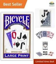 Image of Large Print Bridge Size Playing Cards - Easy-to-Read Deck for Seniors - Red o...