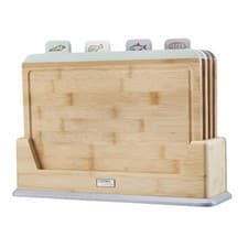 Image of Bamboo Index Chopping Board Set Wooden Food Cutting Blocks Cooks Professional