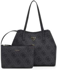 Image of Guess Vikky Tote Peony Large Shopper Womens Bag In Coal