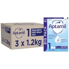 Image of 3 x 1.2kg Aptamil 1 First Infant Baby Milk Suitable From Birth Formula