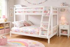 Image of Triple Bunk Bed 3ft & 4ft Wooden Pine with Storage & Mattress Options - Durleigh