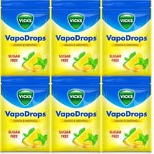 Image of Vicks VapoDrops Sugar Free Lemon & Menthol For Cold And Flu 72g x 6