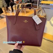 Image of NWT COACH Fiona Zip Tote Bag In Leather CW395, Dark Wine