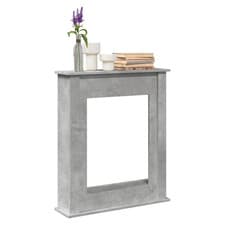 Image of Fireplace Surround Concrete Grey 75x20x87.5cm Engineered Wood Mantel Shelf LED.