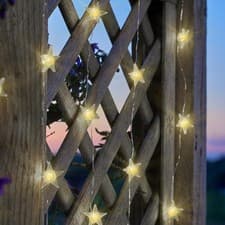 Image of Smart Garden Outdoor Solar Powered 30 Star Firefly String Lights Warm White LED
