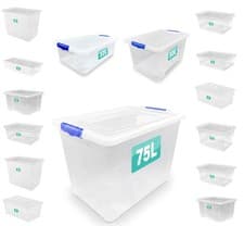 Image of Clear Plastic Storage Box Boxes With Lids UK BRITISH MADE Home Office Stackable