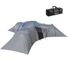 Image of Outsunny 6-9 Man Large Tunnel Tent with 3 Bedrooms, Stand-up Camping Tent
