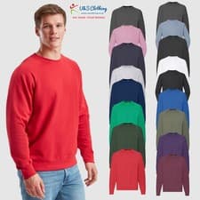 Image of Fruit of the Loom Mens Classic Raglan Sweatshirt Casual Plain Crew Neck Jumper