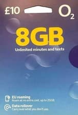 Image of O2 PAYG Bundle Sim Card PAY AS YOU GO 10 SIM CARD 8GB Data Triple SIM