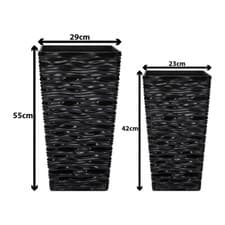 Image of Fixtures Shiny Glazed Large Wave Effect Planter Indoor/Outdoor Black,Grey,White