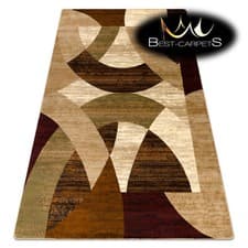 Image of MODERN Thick & Soft vintage, timeless RUGS "ROYAL" HD10 Geometric beige / green