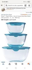 Image of Pyrex Prep Store Heavy Duty Glass Bowls with Lids Set of 3, 0.5L-1L Capacity