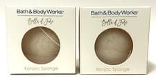 Image of 2 NEW BATH AND BODY WORKS WHITE KONJAC SPONGES VEGAN WITH ANTIOXIDANTS