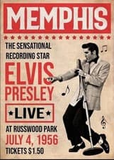 Image of Elvis Presley 1956 Memphis Concert Poster 2.5x3.5” Magnet Rock ’n’ Roll Icon