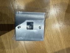 Image of 2x Brushed Stainless Steel Telephone Master Socket – Modern Single Wall Plate