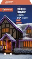 Image of Premier 3000 LED Cluster Outdoor Christmas Tree Lights with Timer RAINBOW