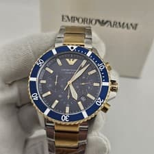 Image of NEW EMPORIO ARMANI MENS WATCH AR11362 TWO TONE BRACELET & BLUE DIAL