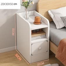 Image of White Bedside Cabinet Table Nightstand Chest of Drawers 1/2 Drawer Bedroom Unit