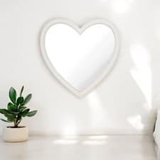 Image of Wooden Heart Mirror 60cm Heart Shape Framed Mirror Home Bedroom Decor NG